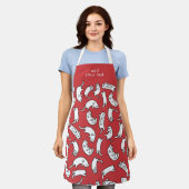モダンかわいいおもしろいの可愛い猫柄 エプロン (着用した状態)