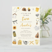 モダンかわいいおもしろい2歳の誕生日 招待状 (スタンド正面)