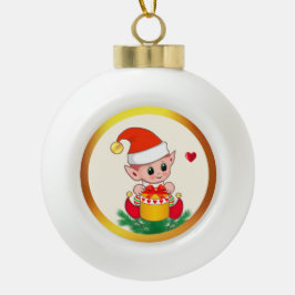 モダンかわいいクリスマスエルフ セラミックボールオーナメント