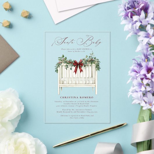 モダンかわいいサエレガントータベビーベビーシャワー アクリル招待状 (インサイチュ (ウェディング))