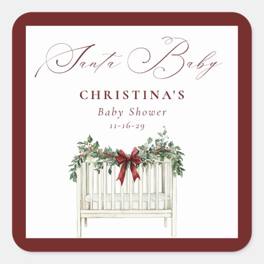 モダンかわいいサエレガントータベビーベビーシャワー スクエアシール (正面)