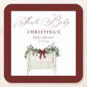 モダンかわいいサエレガントータベビーベビーシャワー スクエアペーパーコースター (正面)