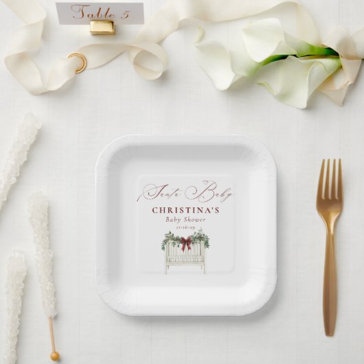 モダンかわいいサエレガントータベビーベビーシャワー ペーパープレート (ウェディング)