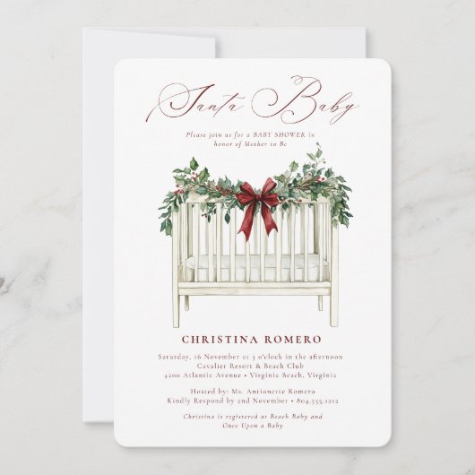 モダンかわいいサエレガントータベビーベビーシャワー 招待状 (正面)