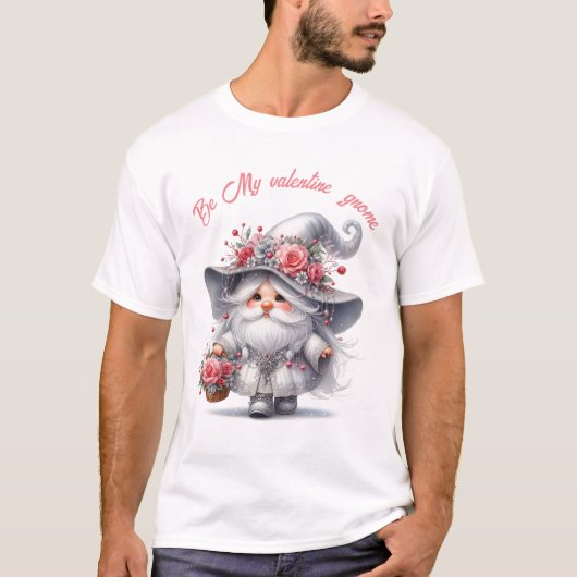 モダンかわいいシルバーレッドフローラバレンタイン格言 Tシャツ (正面)