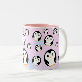 モダンかわいいパステルペンギン グラデーション柄 ツートーンマグカップ