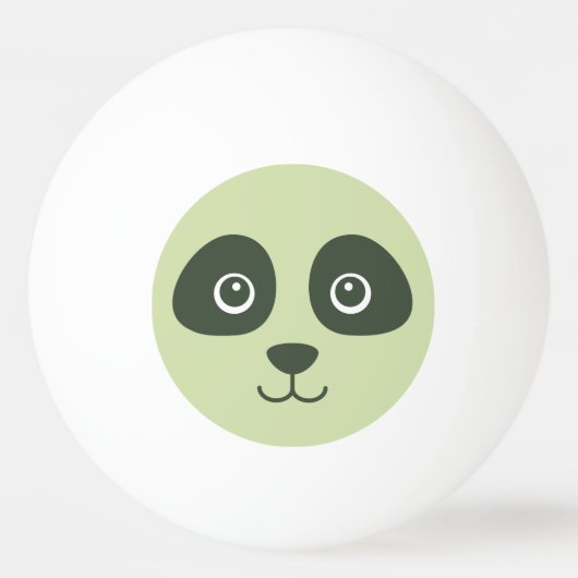 モダンかわいいパンダの顔ライトグリーン 卓球ボール (正面)