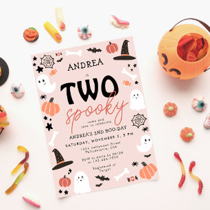 モダンかわいい不気味2ハロウィーン2回目の誕生日 招待状