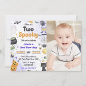 モダンかわいい不気味2ハロウィーン2回目の誕生日 招待状 (正面)