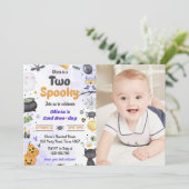 モダンかわいい不気味2ハロウィーン2回目の誕生日 招待状 (スタンド正面)