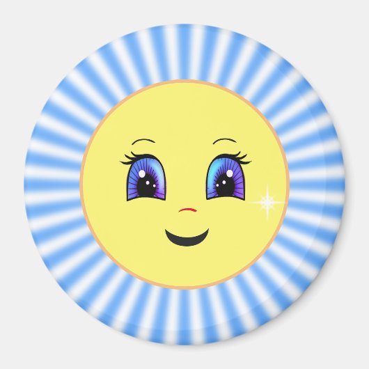モダンかわいい太陽の顔 マグネット (正面)