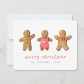 モダンかわいい水彩ジンジャーブレッドマン シーズンカード (正面)