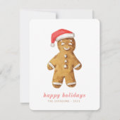 モダンかわいい水彩ジンジャーブレッドマン シーズンカード (正面)