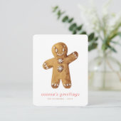 モダンかわいい水彩ジンジャーブレッドマン シーズンカード (スタンド正面)