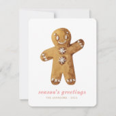 モダンかわいい水彩ジンジャーブレッドマン シーズンカード (正面)