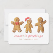 モダンかわいい水彩ジンジャーブレッドマン シーズンカード (正面)