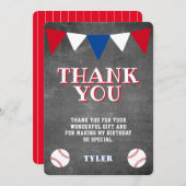 モダンかわいい野球チョークボード子供誕生日 サンキューカード (正面/裏面)