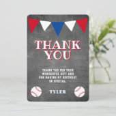 モダンかわいい野球チョークボード子供誕生日 サンキューカード (スタンド正面)