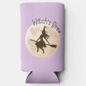 モダンかわいい魔女の醸造タイポグラフィハロウィーン スリム缶クーラー (正面)