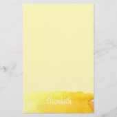 モダンかわいい黄色の水色パーソナライズされた 便箋 (正面)