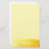 モダンかわいい黄色の水色パーソナライズされた 便箋 (正面/裏面)