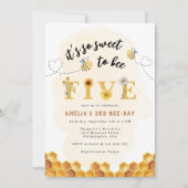 モダンかわいい5歳の誕生日を迎えるのはとても甘い 招待状 (正面)