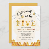 モダンかわいい5歳の誕生日を迎えるのはとても甘い 招待状 (正面/裏面)