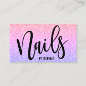 モダンかわいらしガーリー明るいグリッター爪、 ネイル 名刺 (正面)