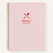 モダンかわいらしシンプル赤面ピンクとレッドレシピ ノートブック (正面)