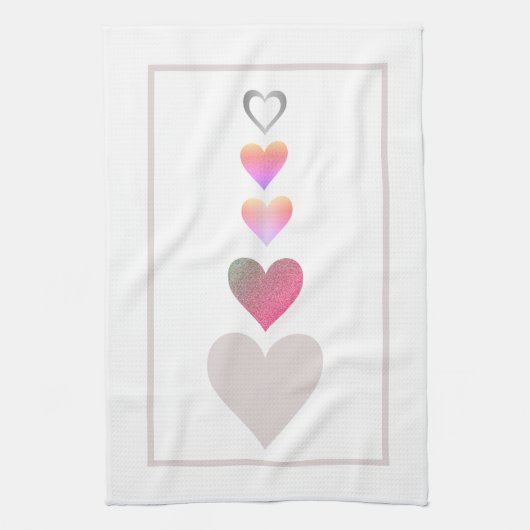 モダンかわいらしハートキュイシンプル キッチンタオル (縦)