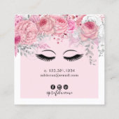 モダンかわいらしピンクフローラまつ毛エクステンション スクエア名刺 (裏面)