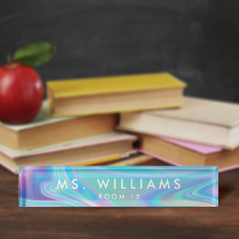 +モダンかわいらしフェイクIridescent Office先生 デスクネームプレート