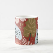 モダンかわいらし葉柄 コーヒーマグカップ (中央)