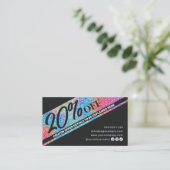 モダンきらめくグリッター&ブラックヘアサロン 割引カード (スタンド正面)