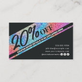 モダンきらめくグリッター&ブラックヘアサロン 割引カード (正面)