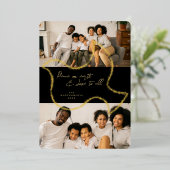 モダンきらめくPeace Doveスタイリッシュ 2写真 箔シーズンカード (立ち正面)