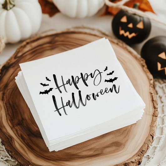 モダンこうもりハッピーハローウィン スタンダードカクテルナプキン