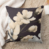 モダンさくらんぼがブラックレザーで咲く クッション (ブランケット)