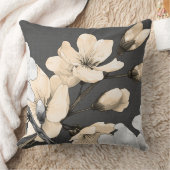 モダンさくらんぼが灰色の布に咲く クッション (ブランケット)