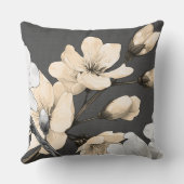 モダンさくらんぼが灰色の布に咲く クッション (裏面)