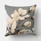 モダンさくらんぼの花が灰色の木に クッション (裏面)