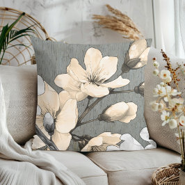 モダンさくらんぼの花が灰色の木に クッション