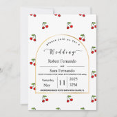 モダンさくらんぼパターンガーデンエレガントな結婚式パーティー 招待状 (正面)