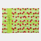 モダンさくらんぼパターンスクリプト名 キッチンタオル (横)