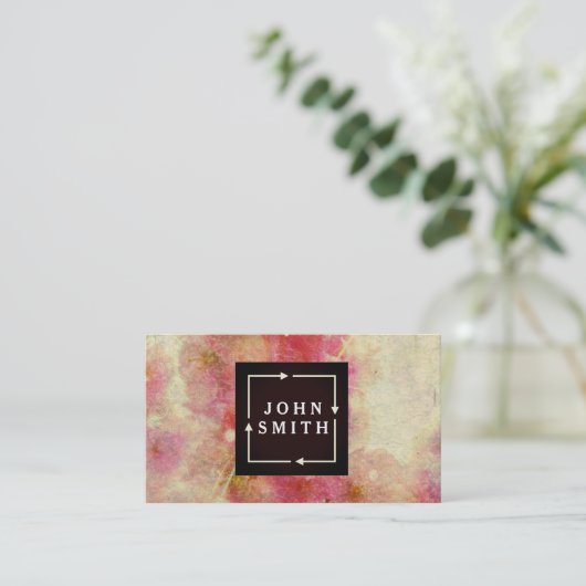 モダンさくらんぼブロッサムウォーターの色カッコいい抽象芸術 名刺 (スタンド正面)
