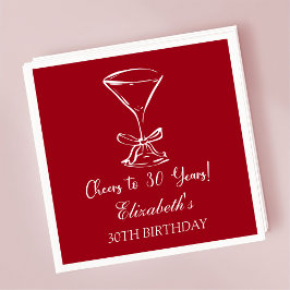 モダンさくらんぼ応援30年誕生日ナプキンス スタンダードカクテルナプキン