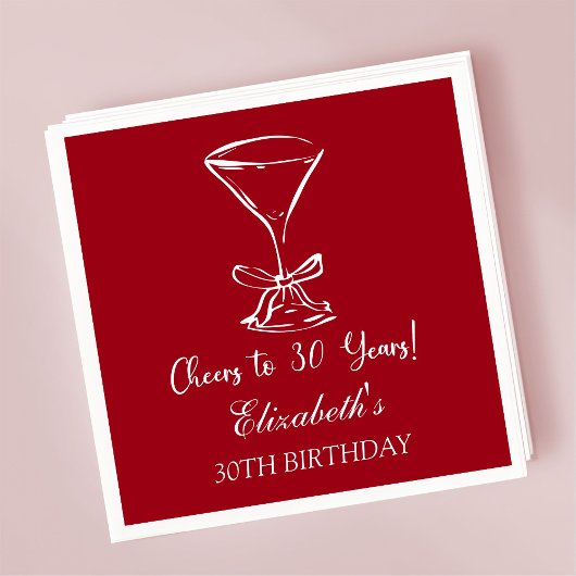モダンさくらんぼ応援30年誕生日ナプキンス スタンダードカクテルナプキン