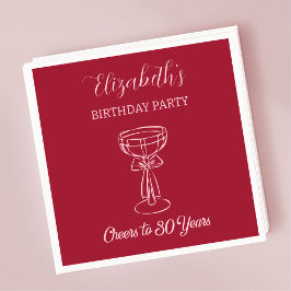 モダンさくらんぼ応援30年誕生日ナプキンス スタンダードカクテルナプキン