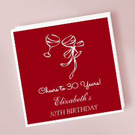 モダンさくらんぼ応援30年誕生日ナプキンス スタンダードカクテルナプキン