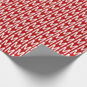 モダンさくらんぼ紅赤カスタムモノグラム模様 ラッピングペーパー (角)